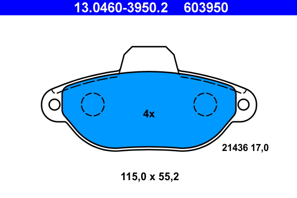 Комплект тормозных колодок, дисковый тормоз   13.0460-3950.2   ATE