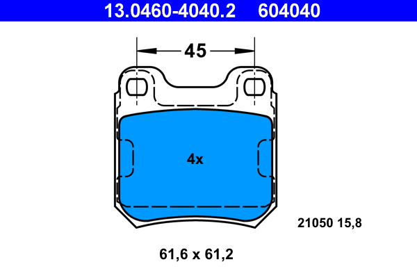 Комплект тормозных колодок, дисковый тормоз   13.0460-4040.2   ATE