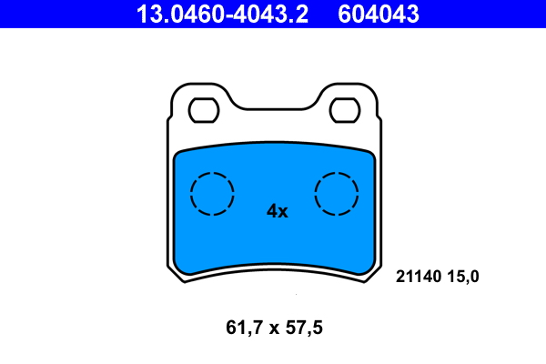 Комплект тормозных колодок, дисковый тормоз   13.0460-4043.2   ATE