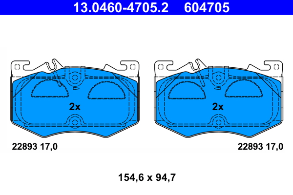Комплект гальмівних накладок, дискове гальмо   13.0460-4705.2   ATE
