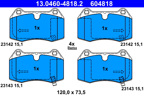 Комплект тормозных колодок, дисковый тормоз   13.0460-4818.2   ATE