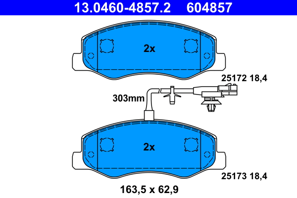 Комплект тормозных колодок, дисковый тормоз   13.0460-4857.2   ATE