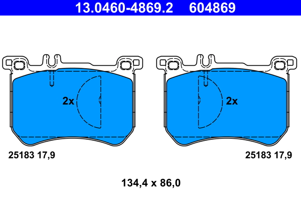 Комплект тормозных колодок, дисковый тормоз   13.0460-4869.2   ATE