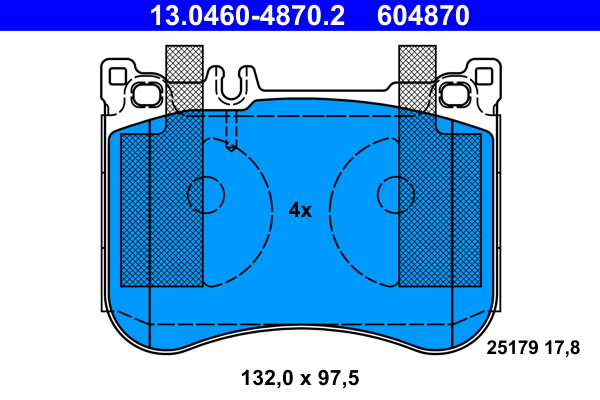 Комплект тормозных колодок, дисковый тормоз   13.0460-4870.2   ATE