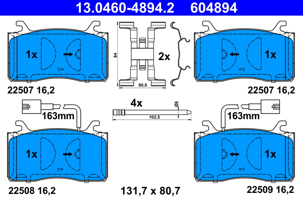 Комплект тормозных колодок, дисковый тормоз   13.0460-4894.2   ATE