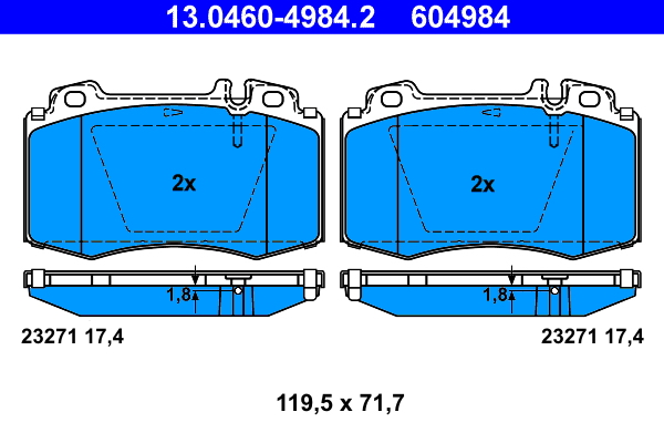Комплект тормозных колодок, дисковый тормоз   13.0460-4984.2   ATE