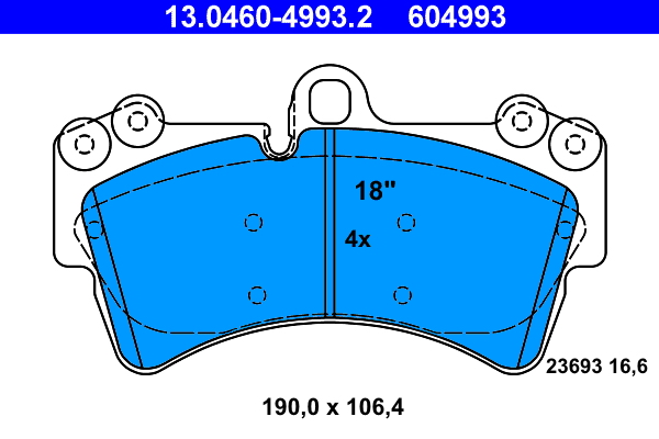 Комплект тормозных колодок, дисковый тормоз   13.0460-4993.2   ATE
