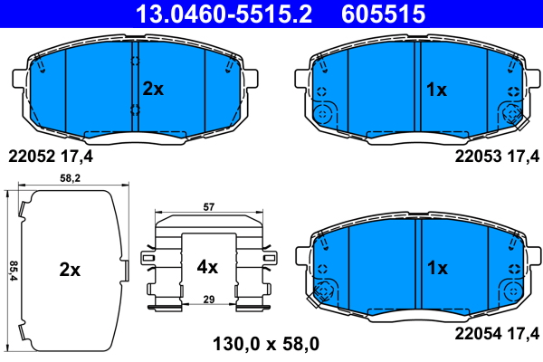 Комплект тормозных колодок, дисковый тормоз   13.0460-5515.2   ATE