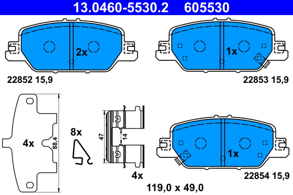 Комплект тормозных колодок, дисковый тормоз   13.0460-5530.2   ATE