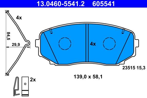 Комплект тормозных колодок, дисковый тормоз   13.0460-5541.2   ATE
