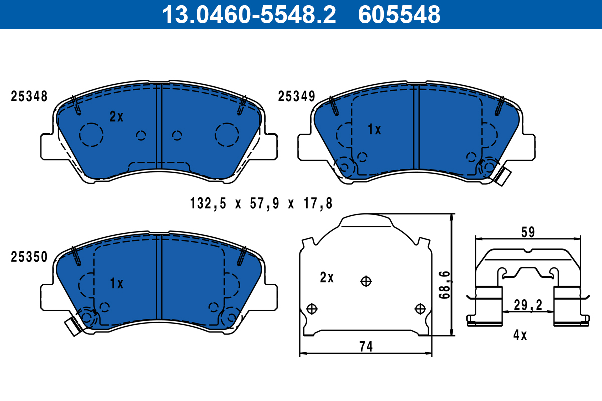 Комплект тормозных колодок, дисковый тормоз   13.0460-5548.2   ATE