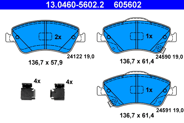 Комплект гальмівних накладок, дискове гальмо   13.0460-5602.2   ATE