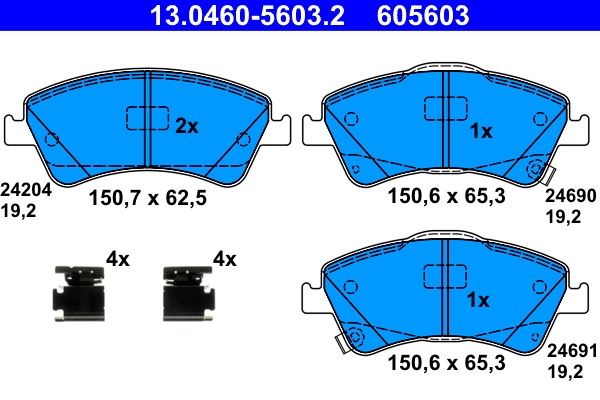 Комплект тормозных колодок, дисковый тормоз   13.0460-5603.2   ATE