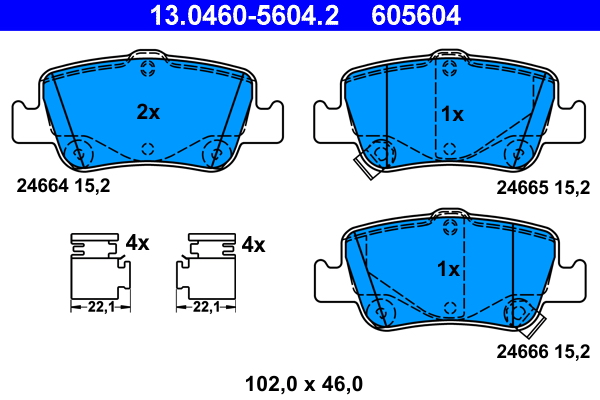 Комплект тормозных колодок, дисковый тормоз   13.0460-5604.2   ATE