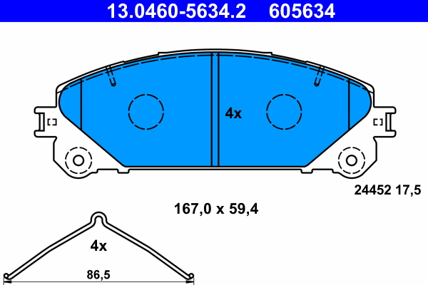 Комплект тормозных колодок, дисковый тормоз   13.0460-5634.2   ATE