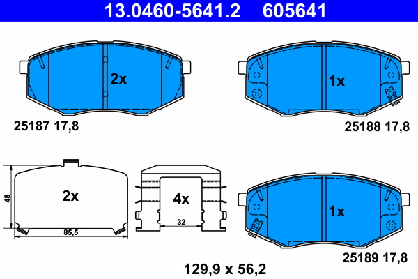 Комплект тормозных колодок, дисковый тормоз   13.0460-5641.2   ATE