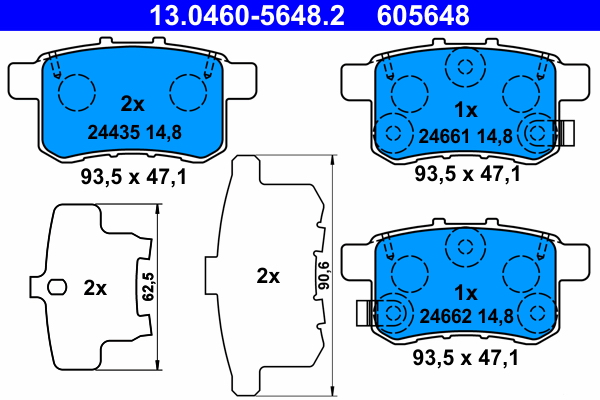 Комплект тормозных колодок, дисковый тормоз   13.0460-5648.2   ATE