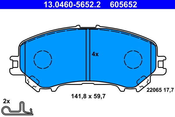 Комплект тормозных колодок, дисковый тормоз   13.0460-5652.2   ATE