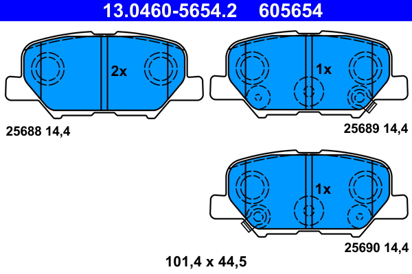 Комплект тормозных колодок, дисковый тормоз   13.0460-5654.2   ATE