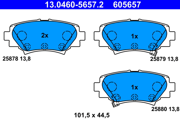 Комплект тормозных колодок, дисковый тормоз   13.0460-5657.2   ATE
