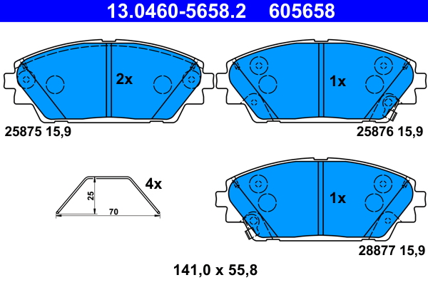 Комплект тормозных колодок, дисковый тормоз   13.0460-5658.2   ATE