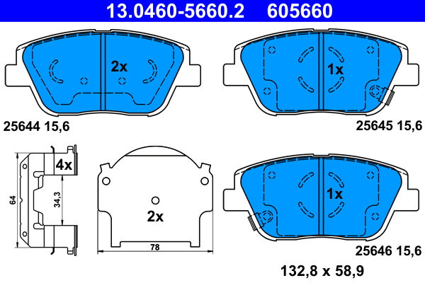 Комплект тормозных колодок, дисковый тормоз   13.0460-5660.2   ATE