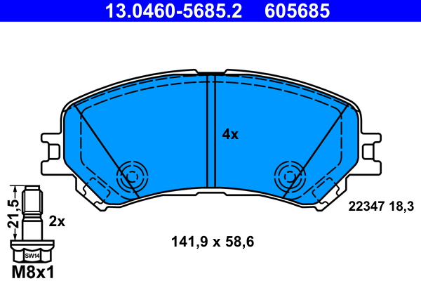 Комплект тормозных колодок, дисковый тормоз   13.0460-5685.2   ATE