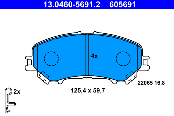 Комплект тормозных колодок, дисковый тормоз   13.0460-5691.2   ATE