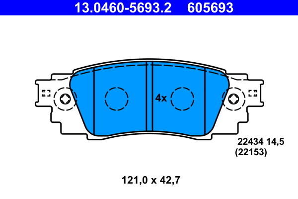 Комплект тормозных колодок, дисковый тормоз   13.0460-5693.2   ATE