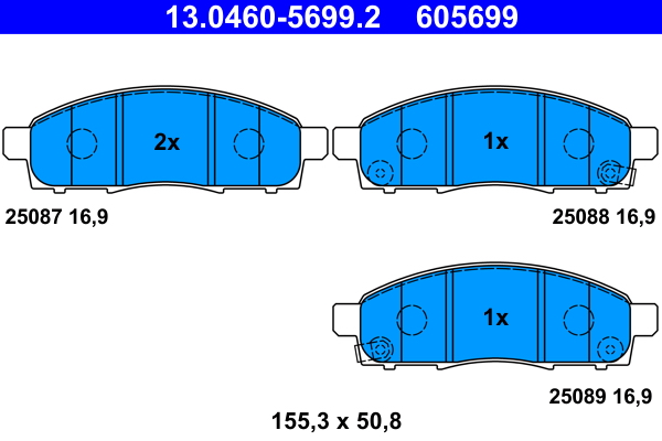 Комплект тормозных колодок, дисковый тормоз   13.0460-5699.2   ATE