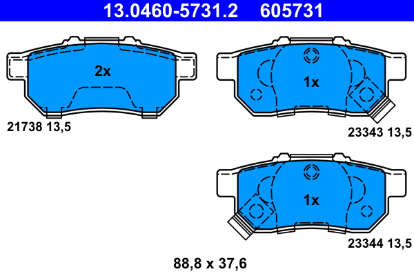 Комплект тормозных колодок, дисковый тормоз   13.0460-5731.2   ATE