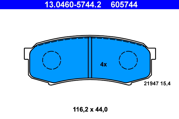 Комплект гальмівних накладок, дискове гальмо   13.0460-5744.2   ATE