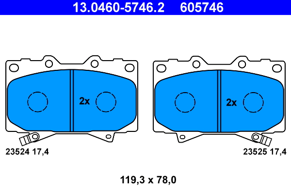 Комплект тормозных колодок, дисковый тормоз   13.0460-5746.2   ATE