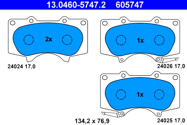 Комплект тормозных колодок, дисковый тормоз   13.0460-5747.2   ATE