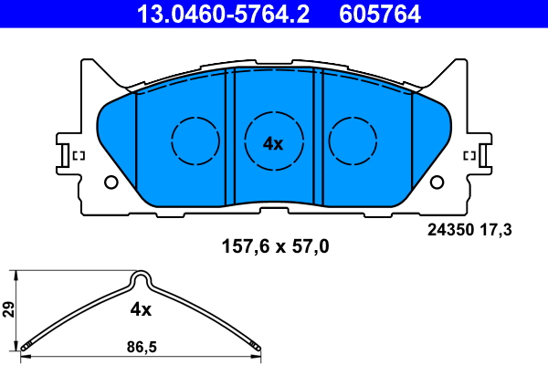 Комплект тормозных колодок, дисковый тормоз   13.0460-5764.2   ATE
