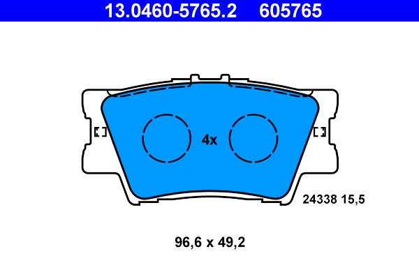 Комплект тормозных колодок, дисковый тормоз   13.0460-5765.2   ATE