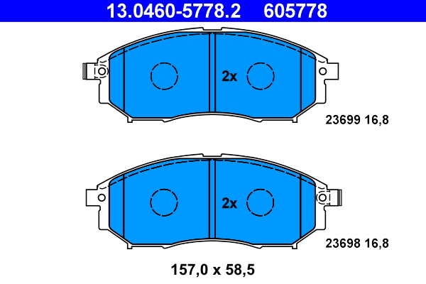 Комплект тормозных колодок, дисковый тормоз   13.0460-5778.2   ATE