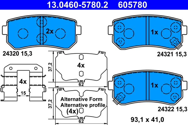 Комплект тормозных колодок, дисковый тормоз   13.0460-5780.2   ATE