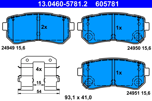 Комплект тормозных колодок, дисковый тормоз   13.0460-5781.2   ATE