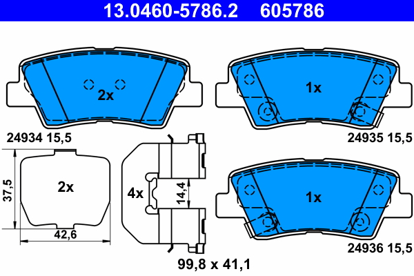 Комплект тормозных колодок, дисковый тормоз   13.0460-5786.2   ATE