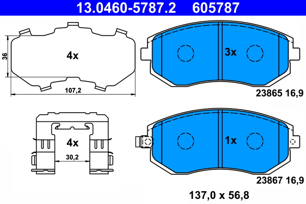 Комплект тормозных колодок, дисковый тормоз   13.0460-5787.2   ATE