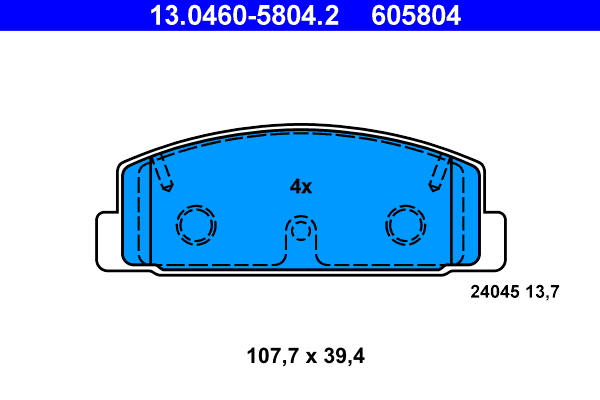 Комплект тормозных колодок, дисковый тормоз   13.0460-5804.2   ATE