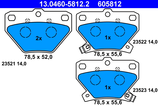 Комплект тормозных колодок, дисковый тормоз   13.0460-5812.2   ATE
