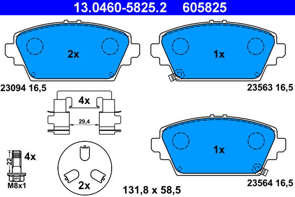 Комплект тормозных колодок, дисковый тормоз   13.0460-5825.2   ATE