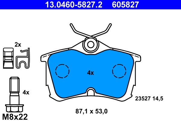 Комплект тормозных колодок, дисковый тормоз   13.0460-5827.2   ATE