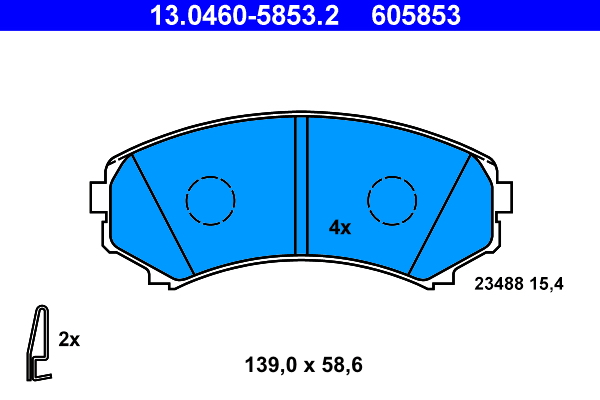 Комплект тормозных колодок, дисковый тормоз, ATE, 13.0460-5853.2