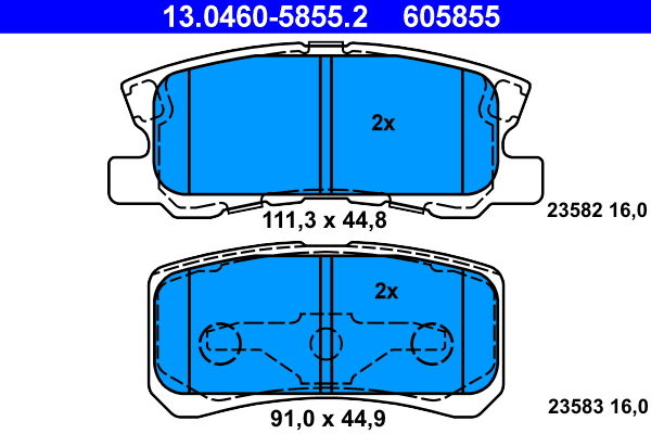 Комплект тормозных колодок, дисковый тормоз   13.0460-5855.2   ATE