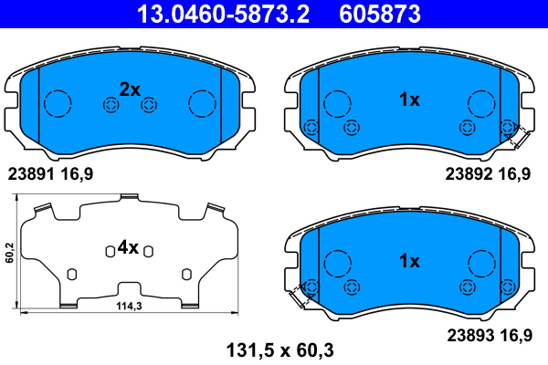 Комплект тормозных колодок, дисковый тормоз   13.0460-5873.2   ATE