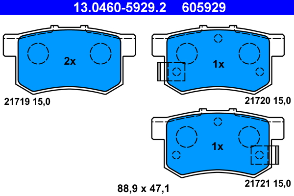 Комплект тормозных колодок, дисковый тормоз   13.0460-5929.2   ATE