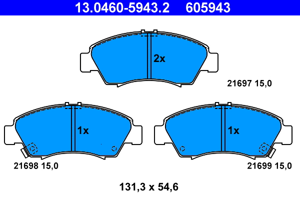 Комплект тормозных колодок, дисковый тормоз   13.0460-5943.2   ATE